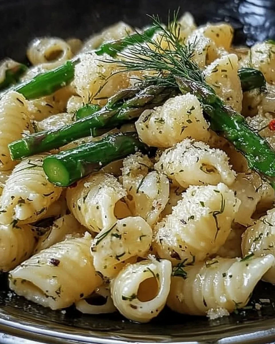 Fresh Spring Pasta Salad Recipe with Asparagus and Lemon Dill Vinaigrette