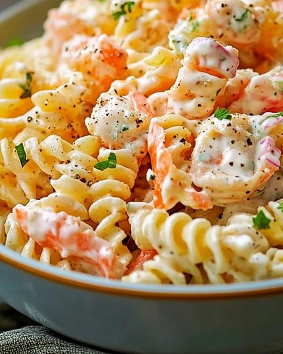 Homemade Crab Pasta Salad with Ranch Dressing - thegirlskitchen
