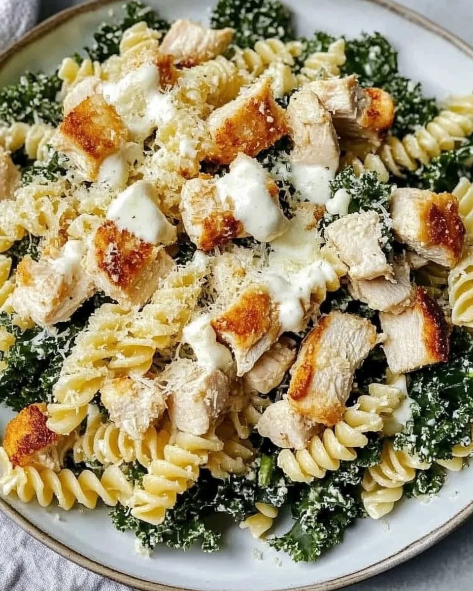 Kale Chicken Caesar Pasta Salad: A High-Protein Delight