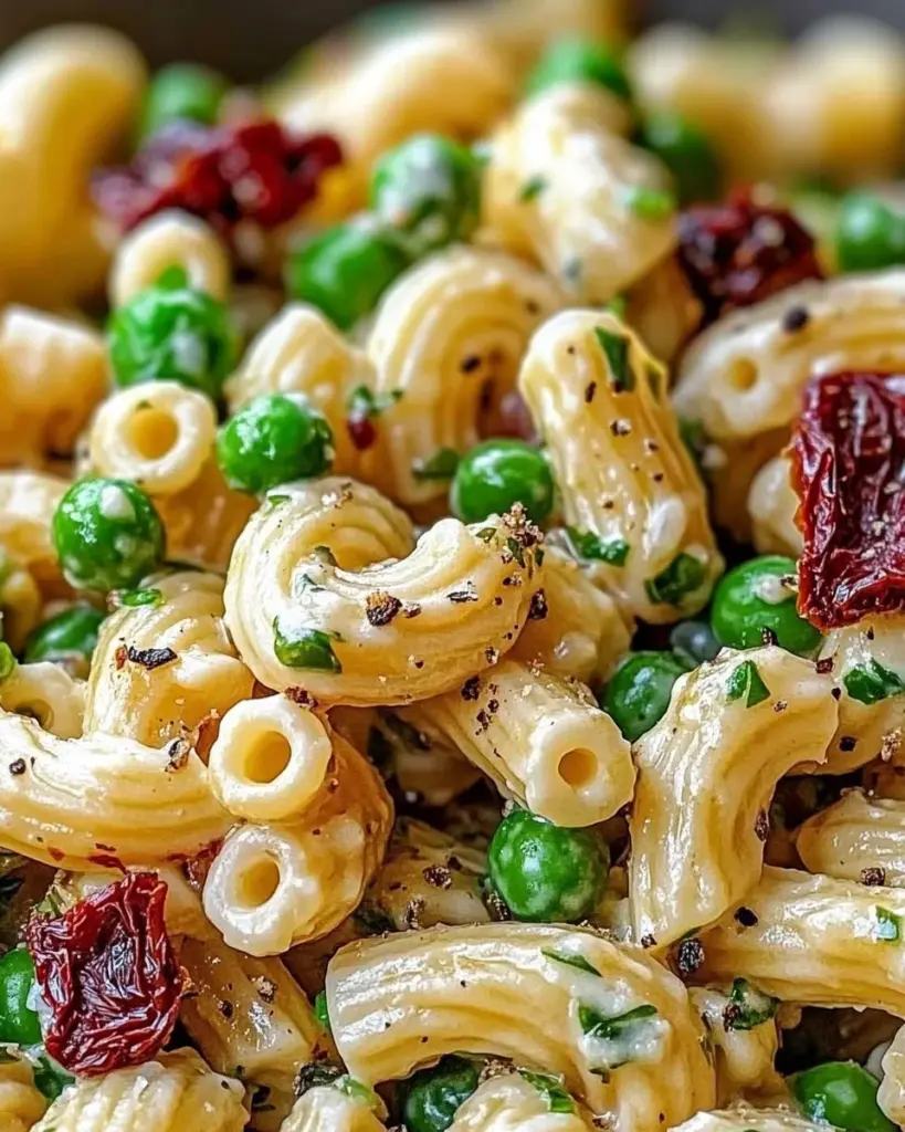 Lemon-Dijon asparagus macaroni salad with peas, perfect for spring dishes