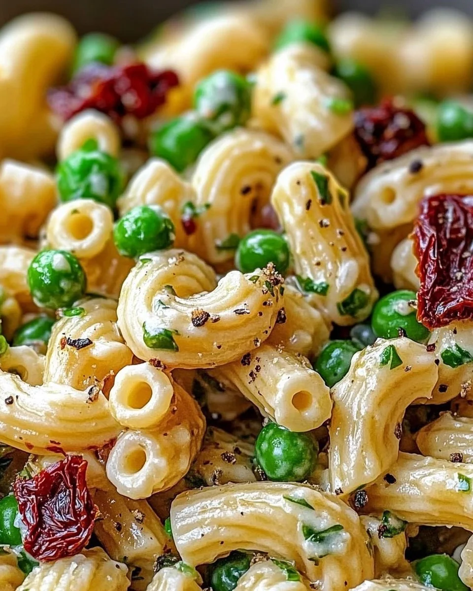 Lemon-Dijon asparagus macaroni salad with peas, perfect for spring dishes